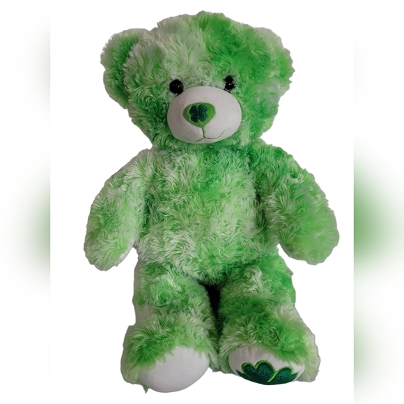 Build A Bear Green Goodluck clover teddy 18" Plush Retired - Picture 1 of 4